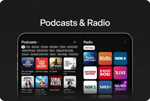Über 10.000 Podcasts und Radiosender