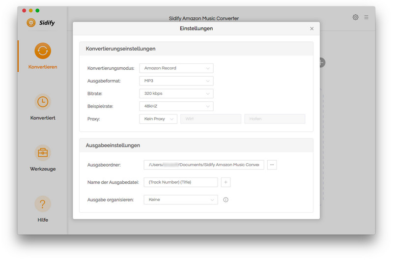  Konvertierungs- und Ausabgabeeinstellungen erstellen