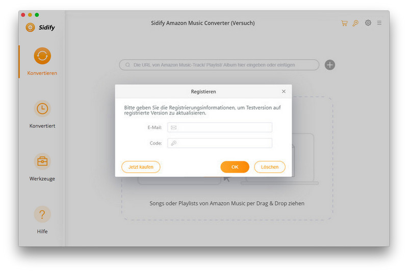 Amazon Music Converter for Mac registrieren
