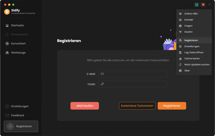 Amazon Music Converter for Mac registrieren