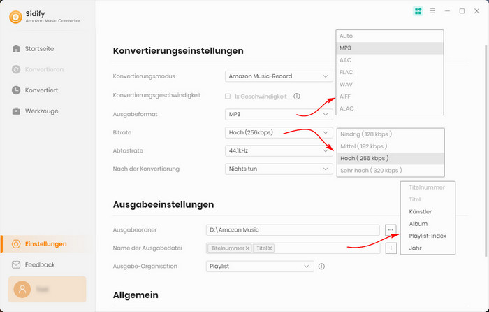 Einstellungen anpassen