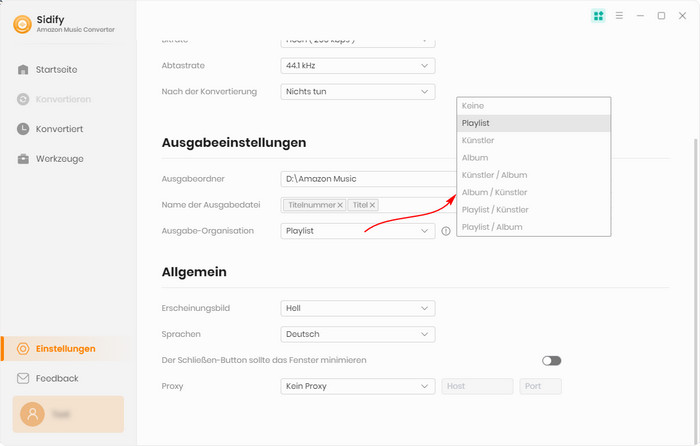 Ausgabeeinstellungen