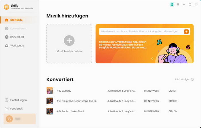 Hauptoberfläche von Amazon Music Converter für Windows