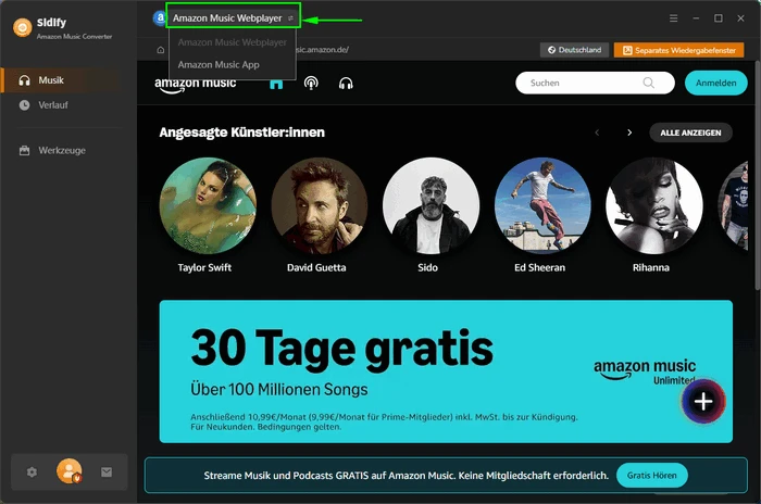 Amazon Music Converter Hauptoberfläche