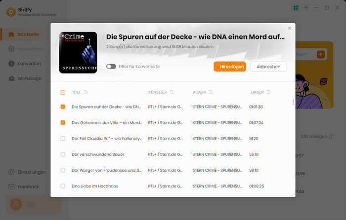 Songs von Amazon Music hinzufügen