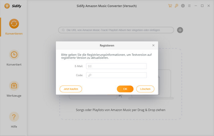 Amazon Music Converter for Windows registrieren