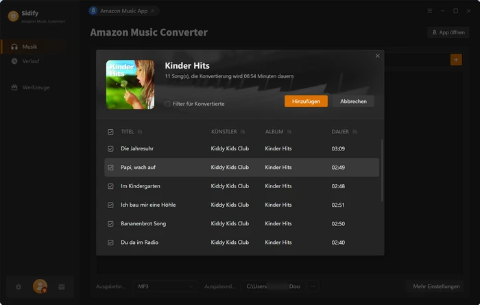 Amazon Music Titel wählen