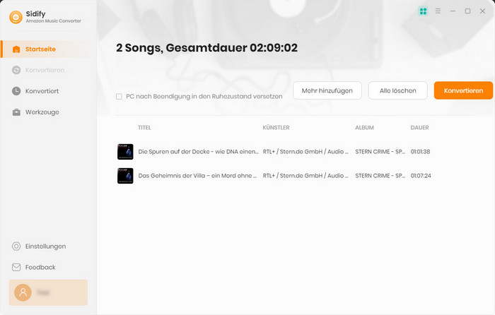 Zur Konvertierungsliste hinzufügen