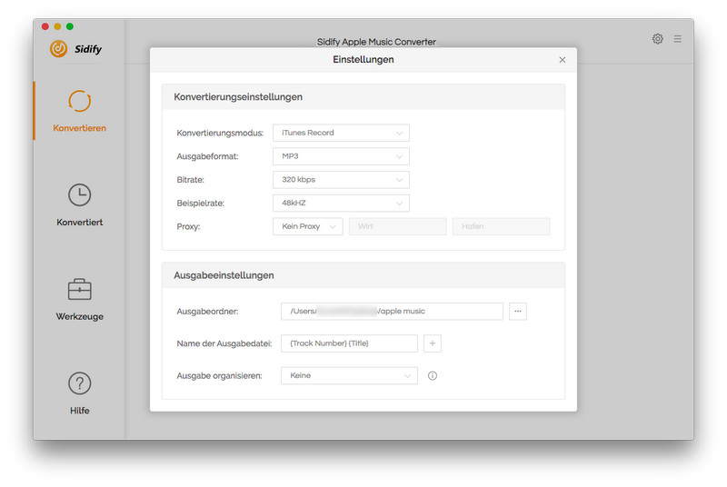 Set output as MP3