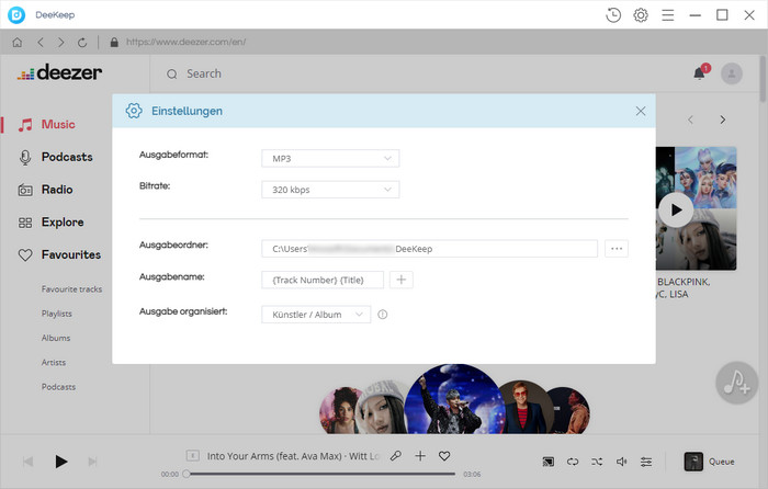 Einstellungen von Deezer Music Converter