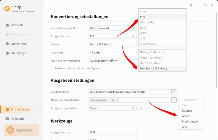 Einstellungen anpassen