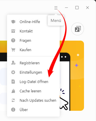 Log-Datei finden