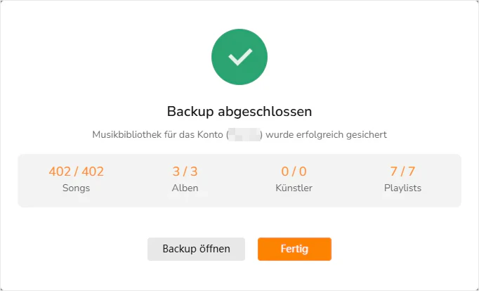 Spotify Bibliothek erfolgreich gesichert