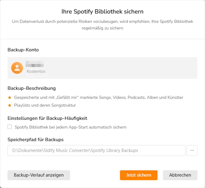Sicherung starten