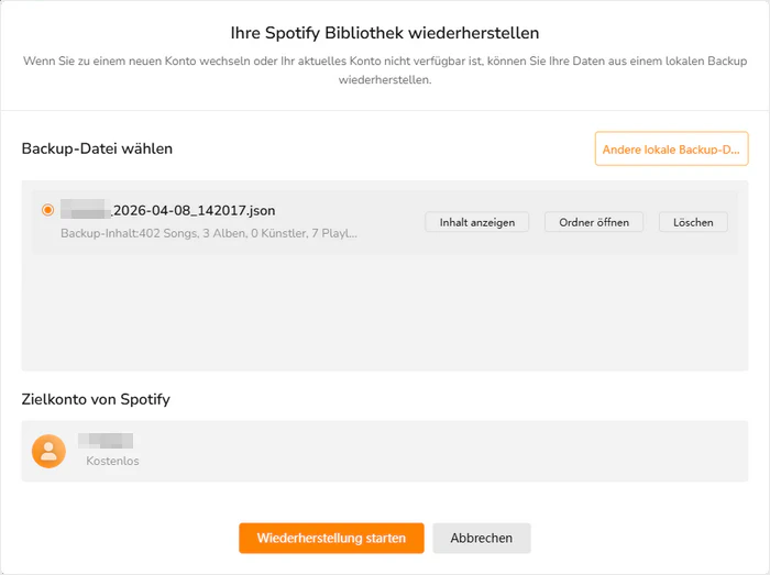 Wiederherstellung starten