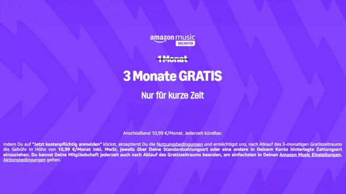 Amazon Music 3 Monate kostenlos nutzen