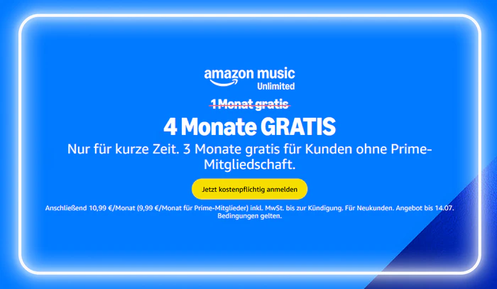 Amazon Music 4 Monate gratis streamen