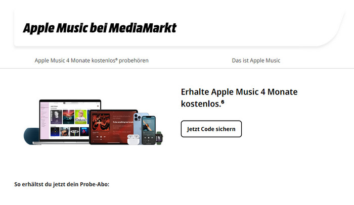 Apple Music vier Monate kostenlos testen 