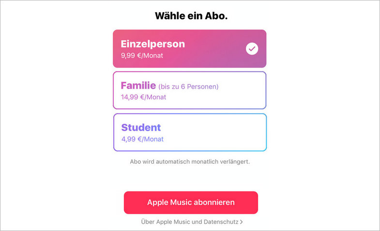 Apple Music Kosten