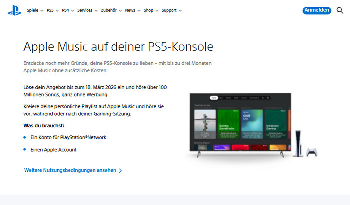 Apple Music 3 Monate gratis für PS5-Besitzer