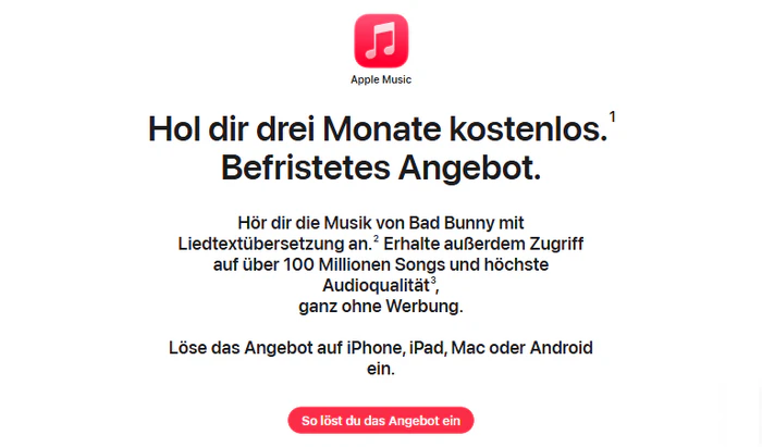 Apple Music 3 Monate gratis mit Super Bowl