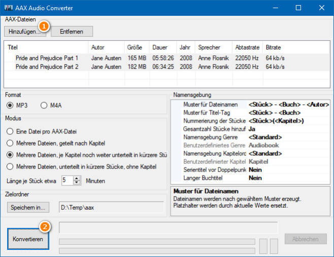 AAX-Dateien mit Audiamus AAX Audio Converter in MP3 umwandeln