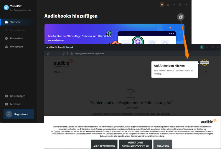 sich bei Audible anmelden