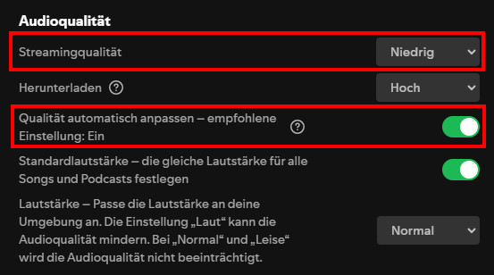 Spotify Qualität auf dem PC anpassen