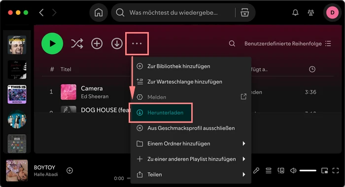 Musik bei der Spotify-App herunterladen