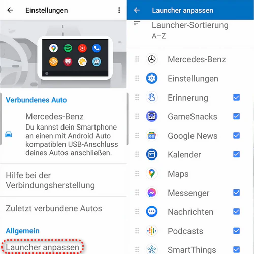 Launcher anpassen