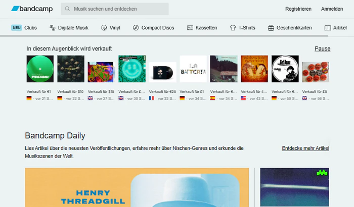 Bandcamp für FLAC Downloads
