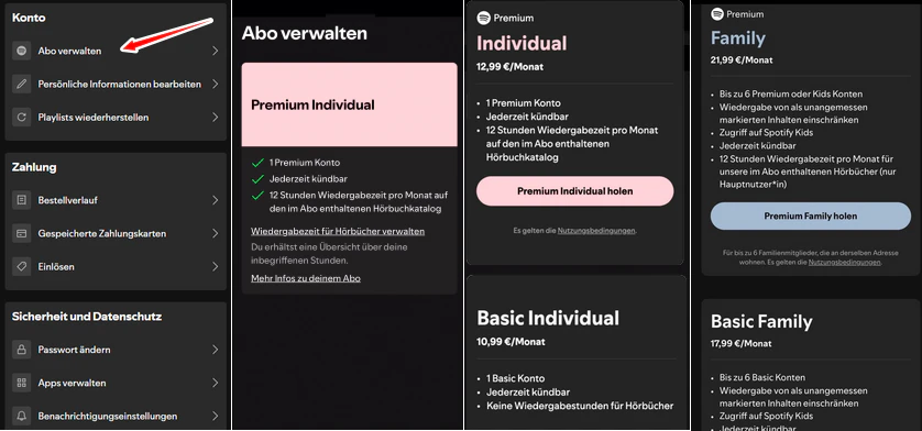 Spotify Basic wechseln