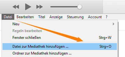 Datei zur iTunes Mediathek hinzufügen