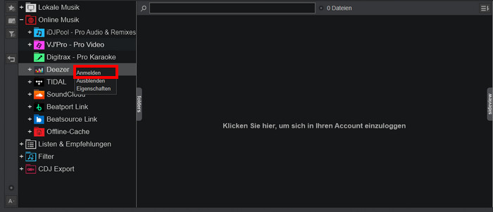 Sich bei Deezer anmelden