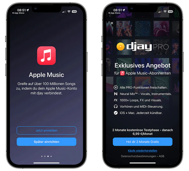Apple Music 2 Monate kostenlos über djay