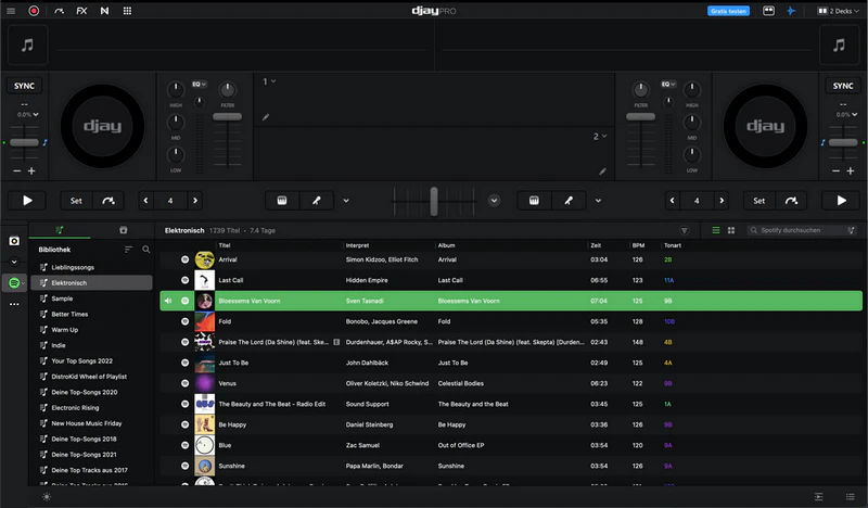 Spotify Bibliothek in djay Pro zugreifen