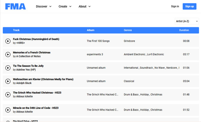 lizenzfreie Weihnachtslieder bei Free Music Archive
