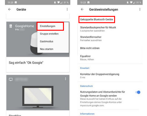 Kopplung von Google Home über Bluetooth einrichten
