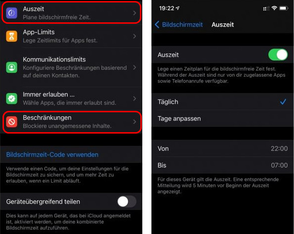 Handynutzung einschränken auf iPhone