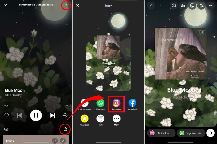 Spotify-Musik auf Instagram Story teilen