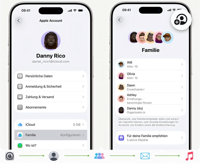 Apple Music in der Familienfreigabe auf dem iPhone einrichten
