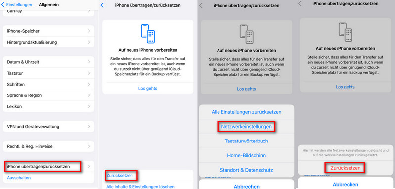 Netzwerkeinstellungen auf iPhone zurücksetzen