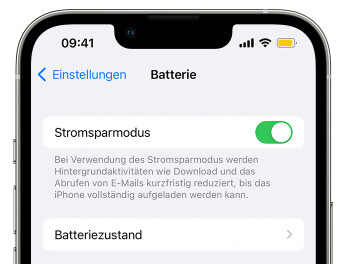 Stromsparmodus auf iPhone ausschalten