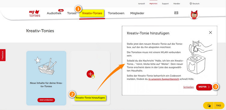 Kreativ-Tonie hinzufügen