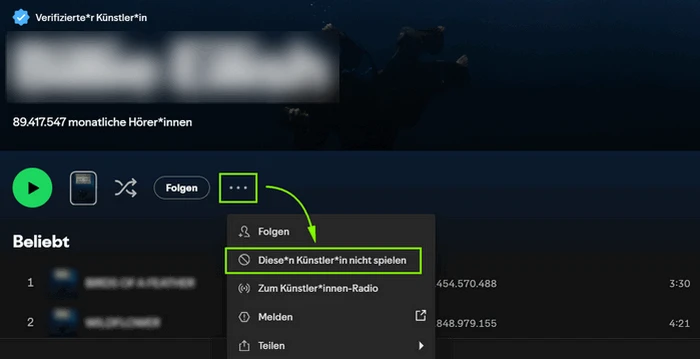 Künstler blockieren