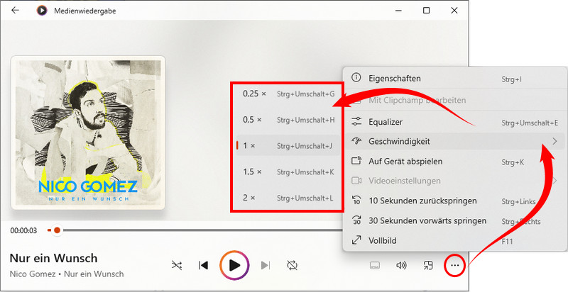 Spotify Geschwindigkeit in der App Medienwiedergabe ändern