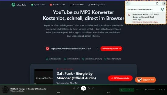 MusicFab YouTube Downloader Fehler