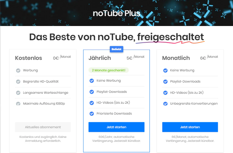 noTube Tarife