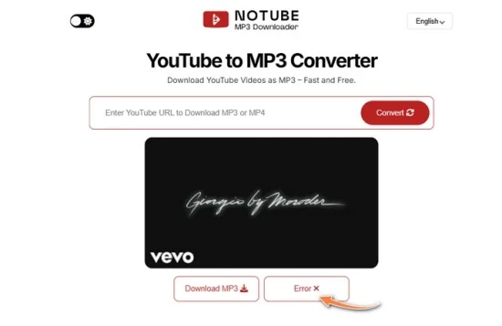 NOTUBE MP3 Downloader Error