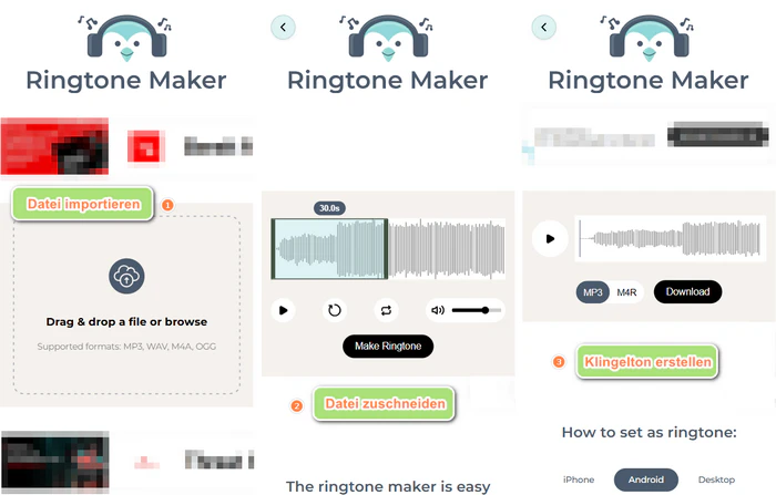 Klingelton zuschneiden mit Online Klingelton Maker